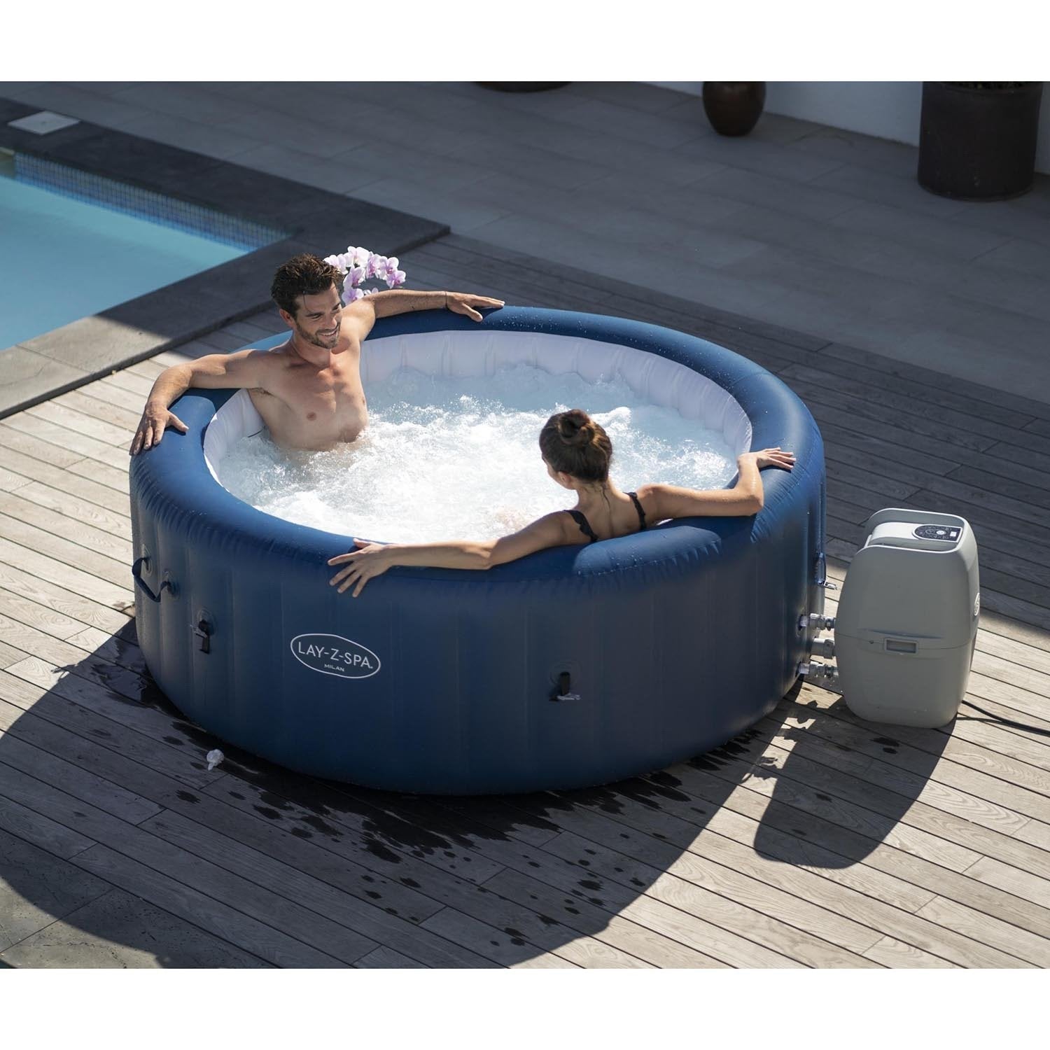 Lay-Z-Spa Milan Blue AirJet Plus Hot Tub