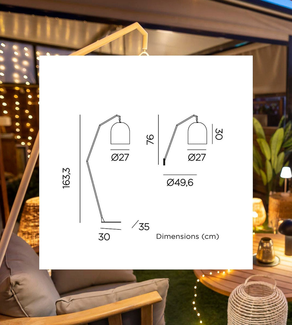 Lampadaire rechargeable avec abat jour SANTORINI - Design Méditerranéen - Extérieur et Intérieur